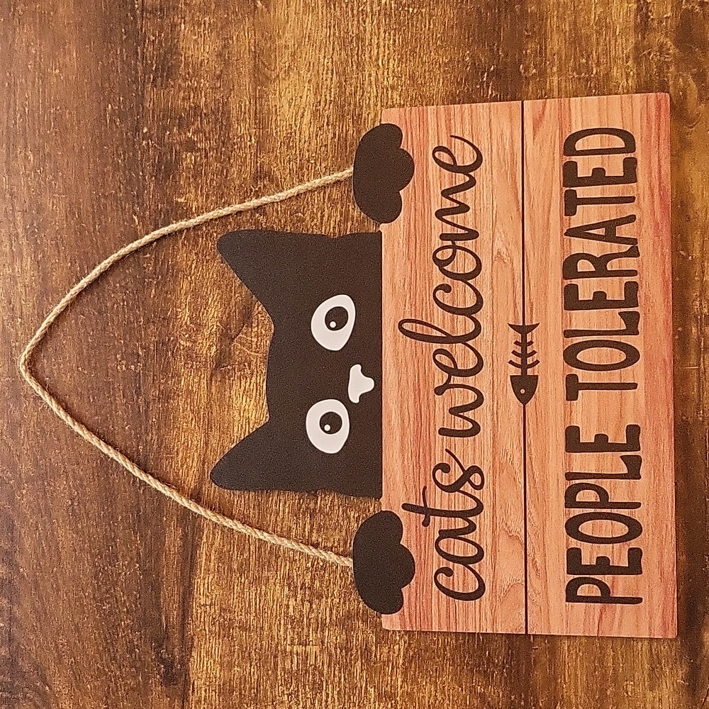 Wooden Cat Sign